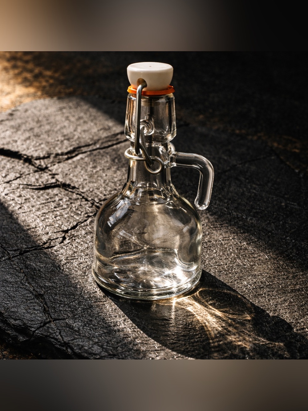 Clear Glass Bottle with Swing Top